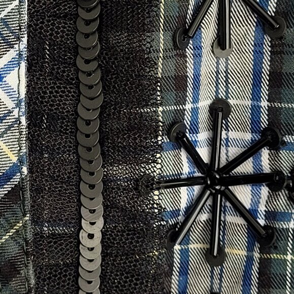 J Crew Embellished Button-Up Shirt in Forest Tartan Glen Plaid Size Petite S - Picture 7 of 7